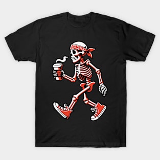 Skeleton Walking with Coffee -  Perfect for Walking T-Shirt